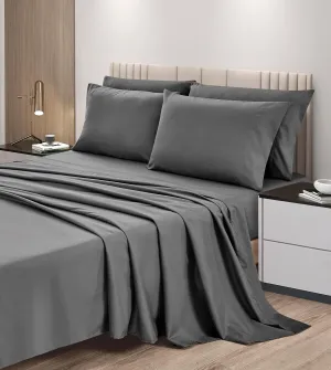 Chezmoi Collection 6-Piece Gray Sheet Set California King - Extra Soft Breathable Brushed Microfiber Bed Sheets with 15" Deep Pocket & 4 Pillowcases