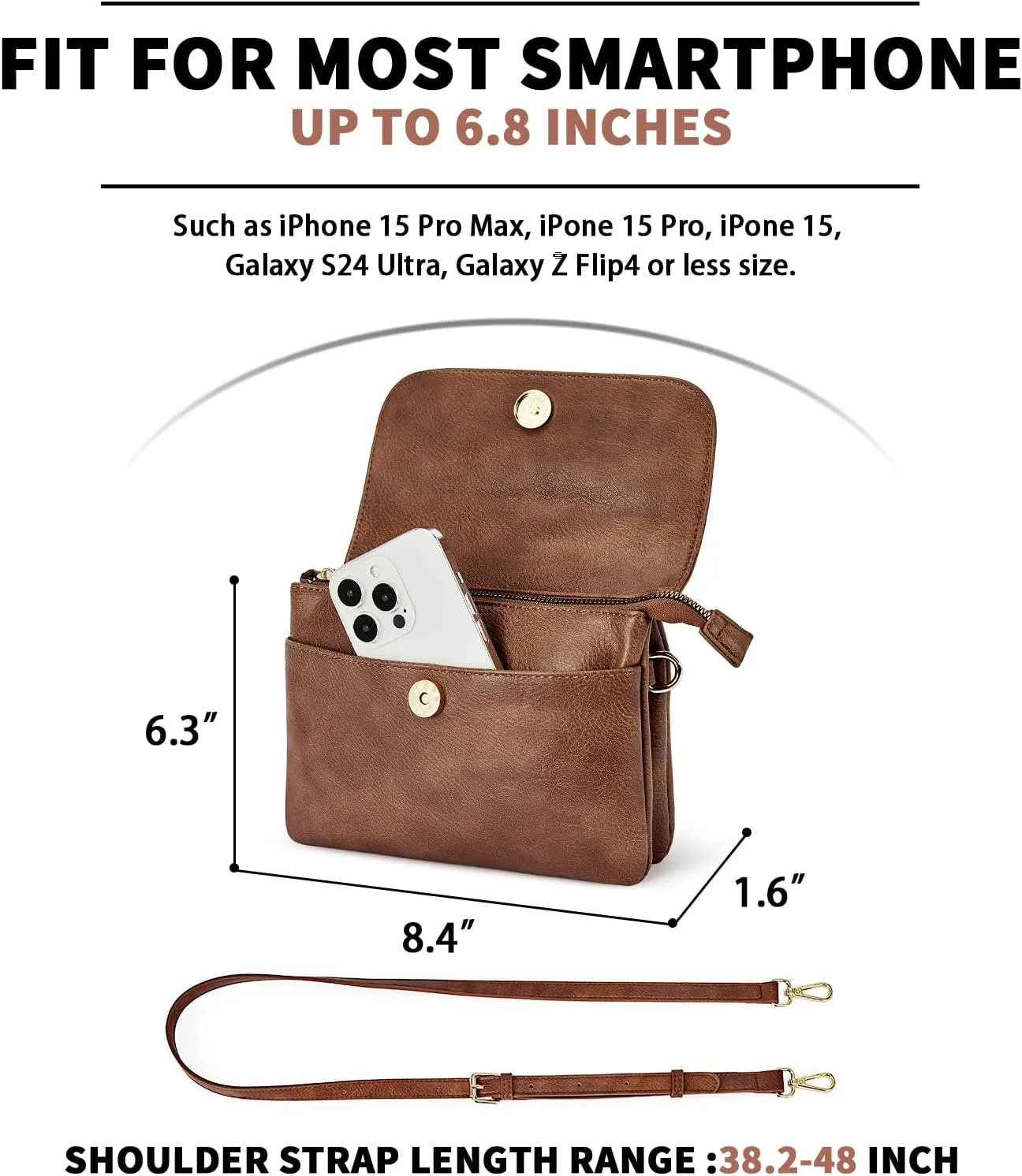 CHOLISS Small Crossbody Bags for Women, Vegan Leather Cell Phone Purse, Mini Travel Purse with Adjustable Strap