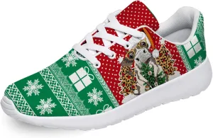 Christmas Themed Shoes Men Women Running Sneaker Tennis Walking Shoes Green Red Christmas Cow Print Shoes Gifts for Big Broghter,US Size 5.5 Women/3.5 Men
