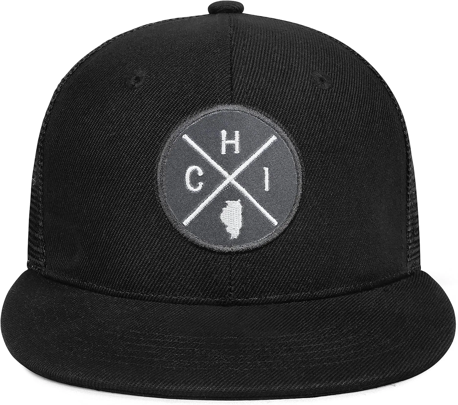 City Flat Brim Snapback Trucker Hat Mesh Hip Hop Flat Bill hat for Men & Women Unite State Adjustable Baseball Cap