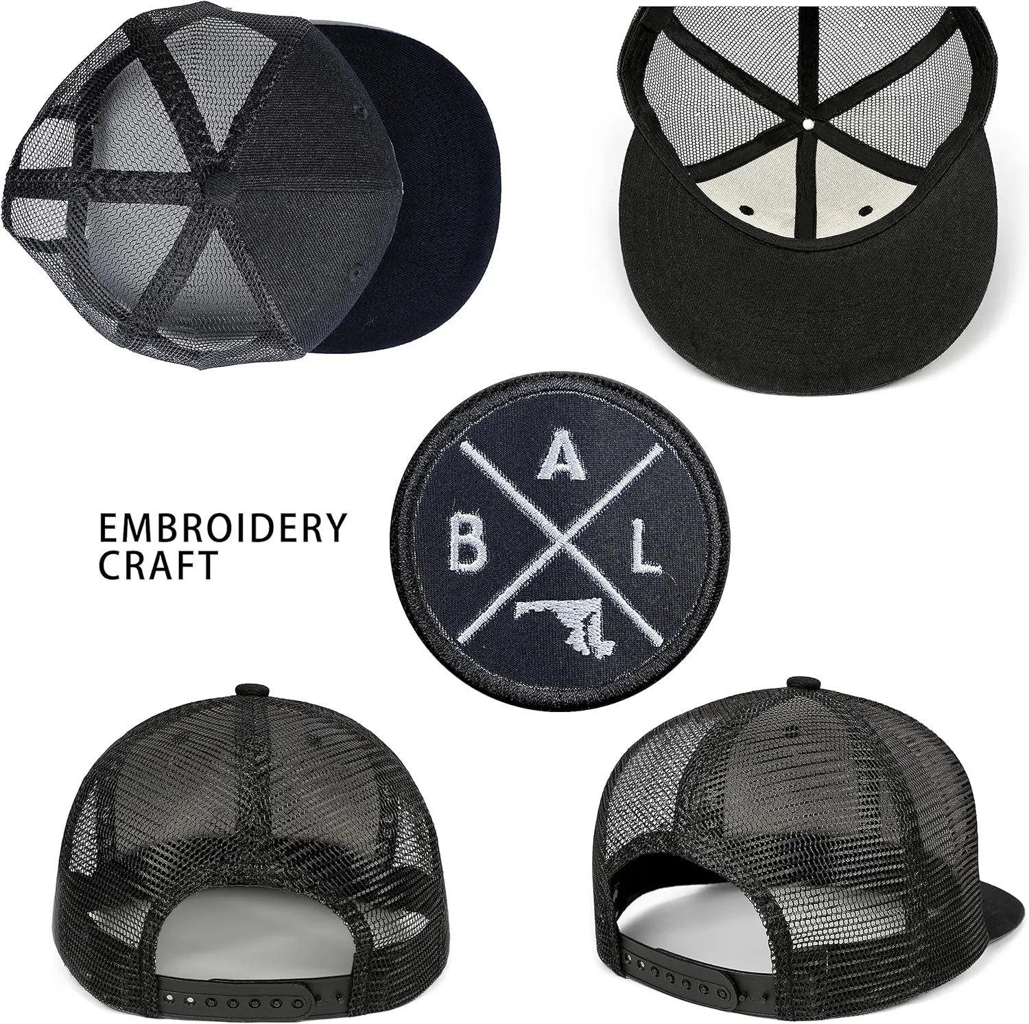 City Flat Brim Snapback Trucker Hat Mesh Hip Hop Flat Bill hat for Men & Women Unite State Adjustable Baseball Cap