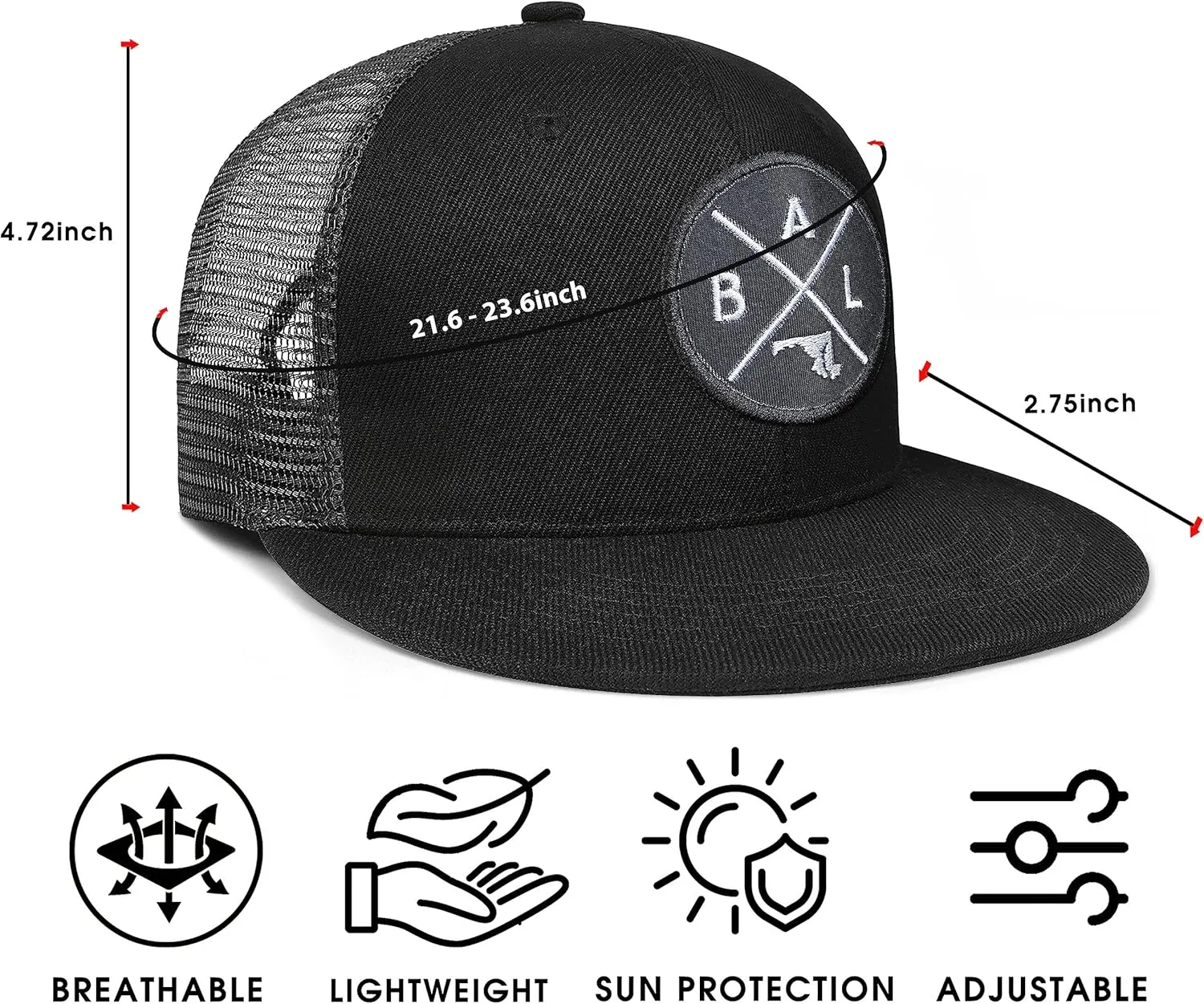 City Flat Brim Snapback Trucker Hat Mesh Hip Hop Flat Bill hat for Men & Women Unite State Adjustable Baseball Cap