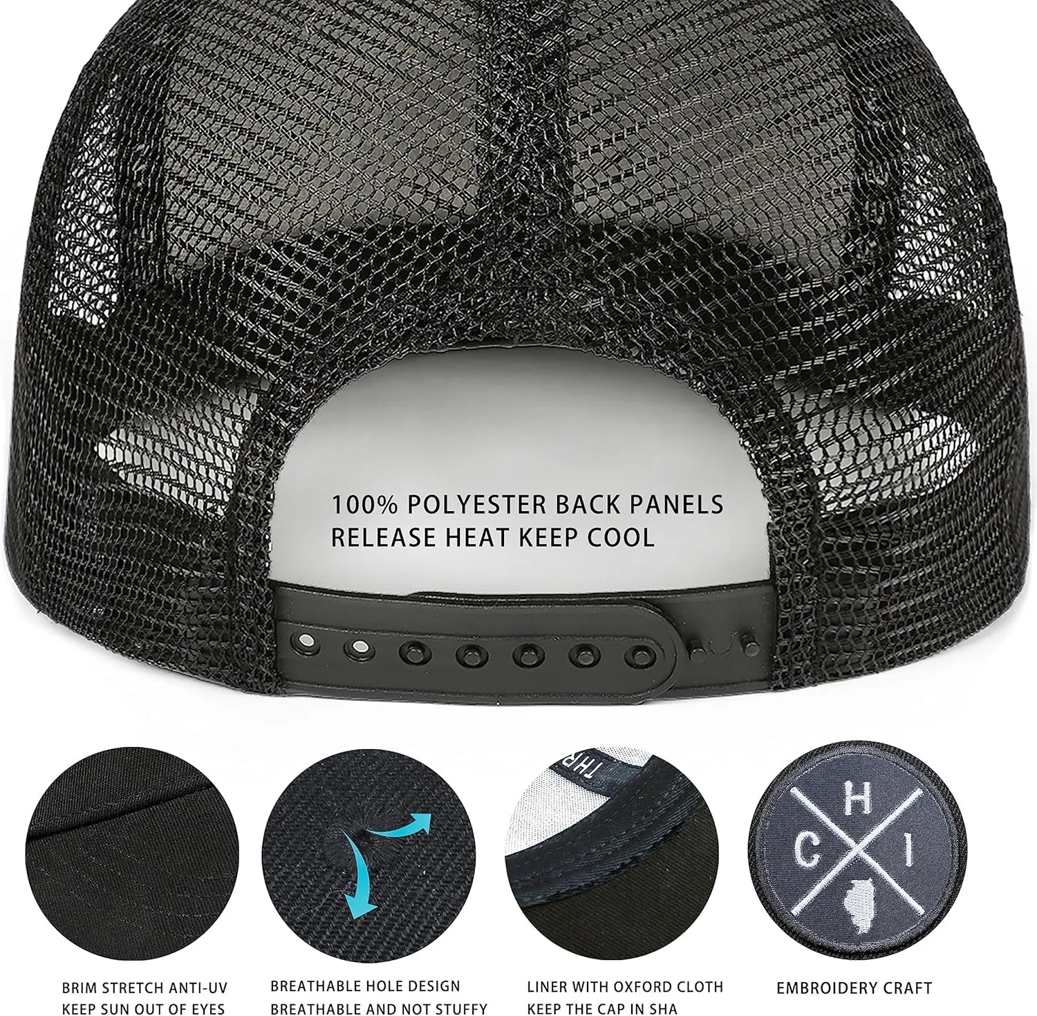 City Flat Brim Snapback Trucker Hat Mesh Hip Hop Flat Bill hat for Men & Women Unite State Adjustable Baseball Cap