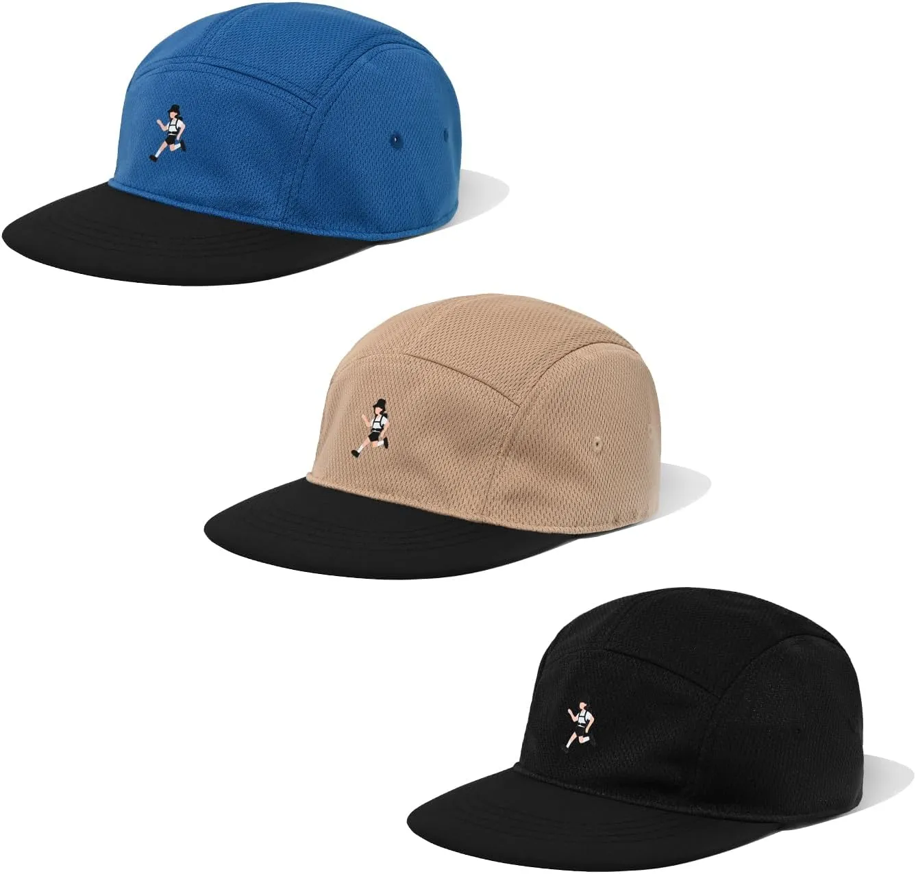 Clakllie Quick Dry 5 Panel Hat Summer Mesh Baseball Cap Flat Brim Trucker Hats Snapback Ball Cap Breathable Golf Dad Hats