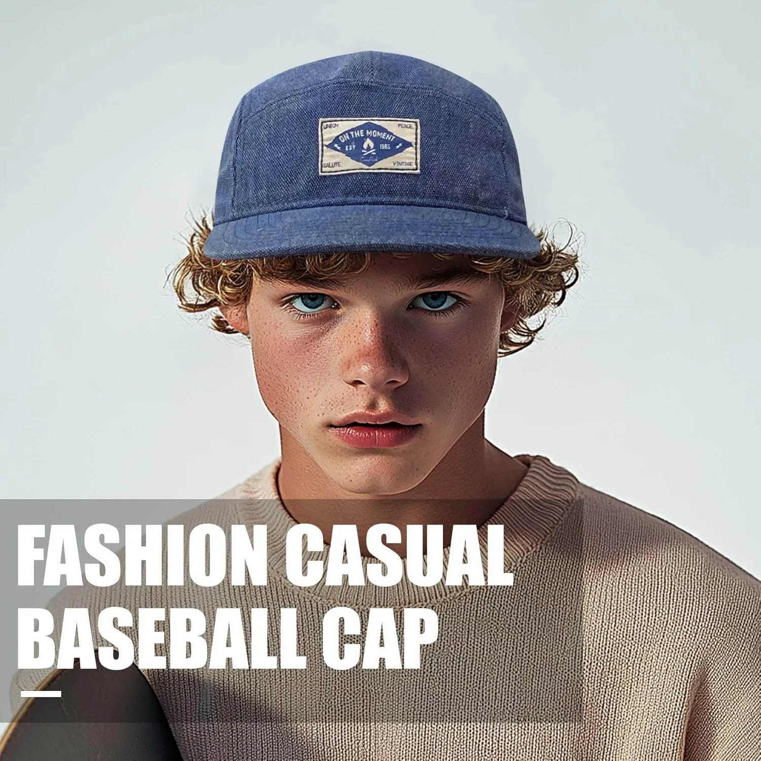 CLAPE Snapback 5 Panel Hat for Men Women Washed Cotton Flat Bill Baseball Cap Strapback Hip Hop Biker Board Cap
