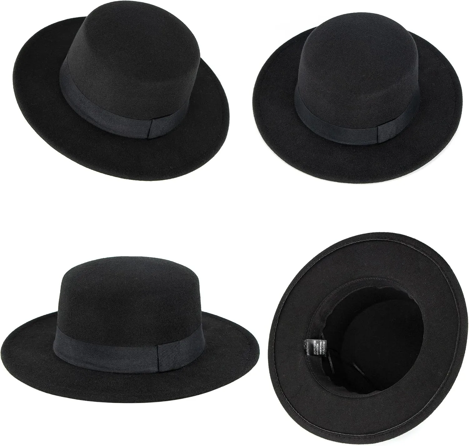 Classic Flat Top Fedora for Women - Mens Bowknot Porkpie Felt Boater Hat (Size: S-M)