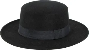 Classic Flat Top Fedora for Women - Mens Bowknot Porkpie Felt Boater Hat (Size: S-M)