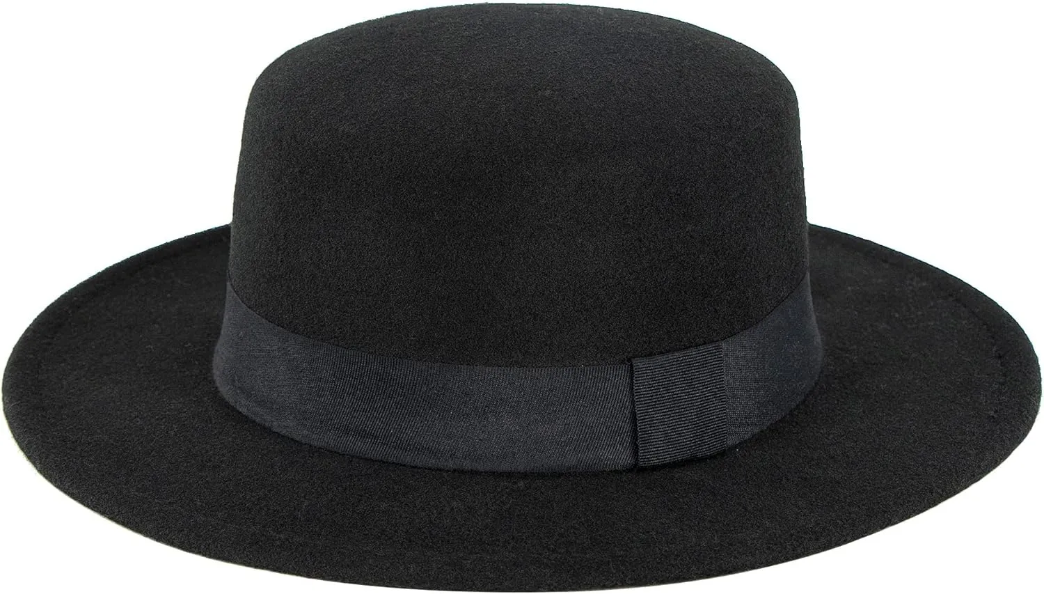 Classic Flat Top Fedora for Women - Mens Bowknot Porkpie Felt Boater Hat (Size: S-M)
