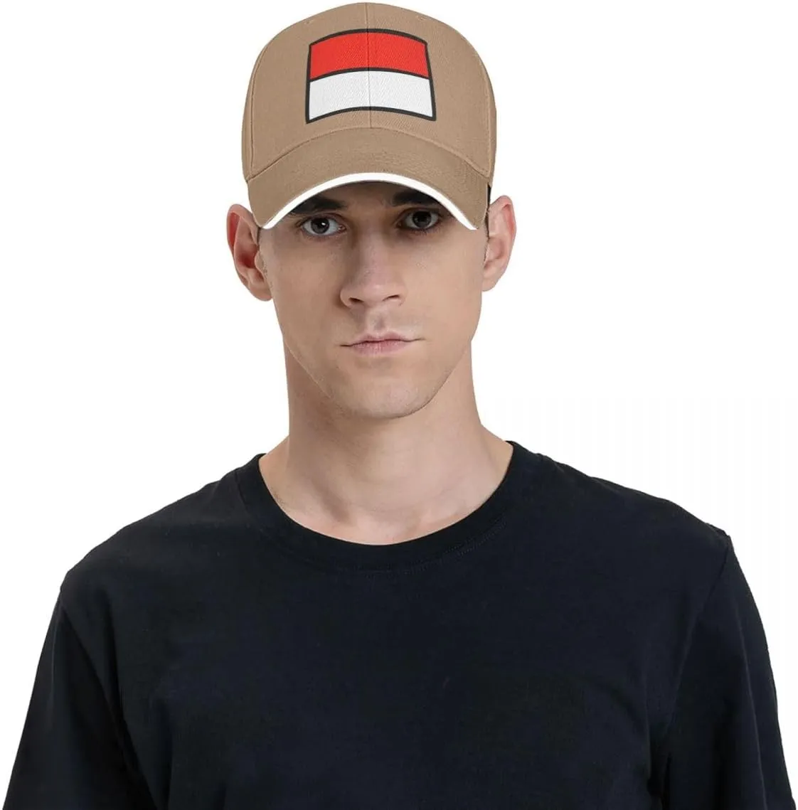Classic Sandwich Baseball Cap-Indonesia Flag Flat Pattern Adjustable Unisex Sports Hat for Running Outdoor Four Seasons Comfo