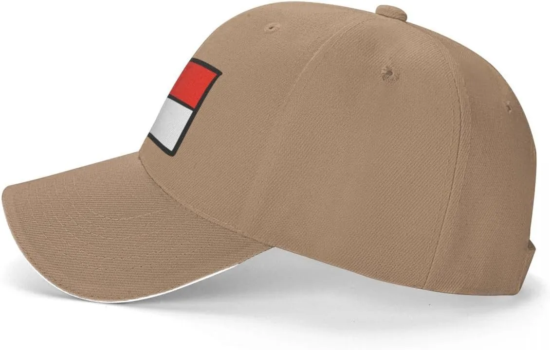 Classic Sandwich Baseball Cap-Indonesia Flag Flat Pattern Adjustable Unisex Sports Hat for Running Outdoor Four Seasons Comfo