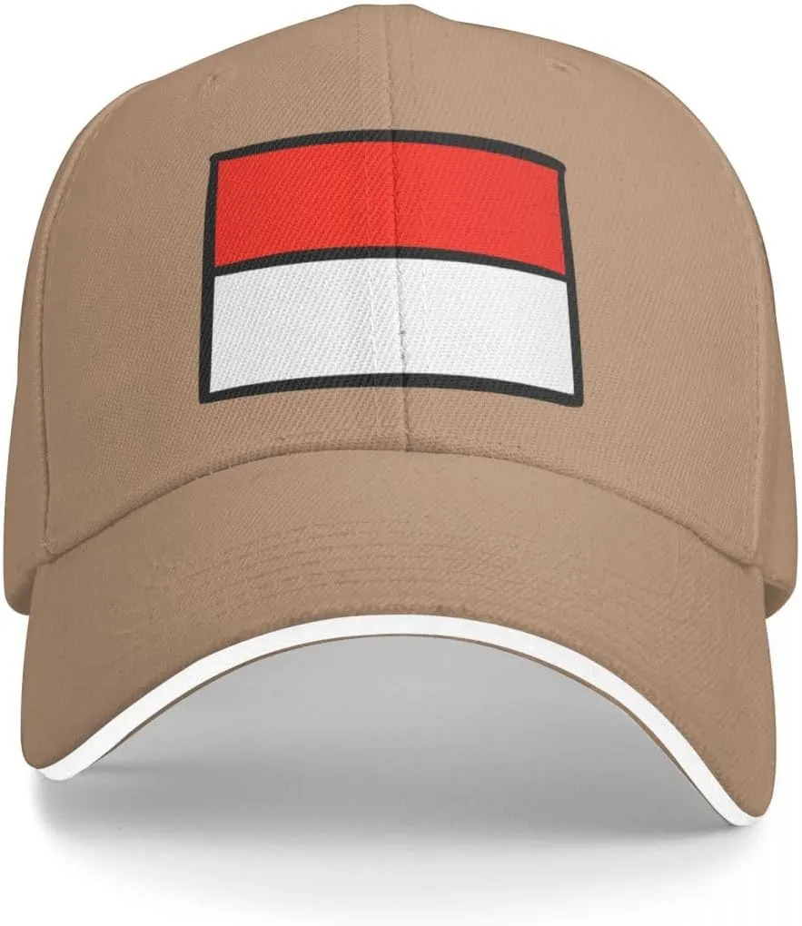 Classic Sandwich Baseball Cap-Indonesia Flag Flat Pattern Adjustable Unisex Sports Hat for Running Outdoor Four Seasons Comfo
