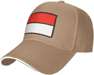 Classic Sandwich Baseball Cap-Indonesia Flag Flat Pattern Adjustable Unisex Sports Hat for Running Outdoor Four Seasons Comfo