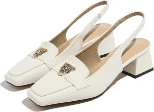 Closed Toe Heels Ankle Strap Dress Loafer Shoes for Women
