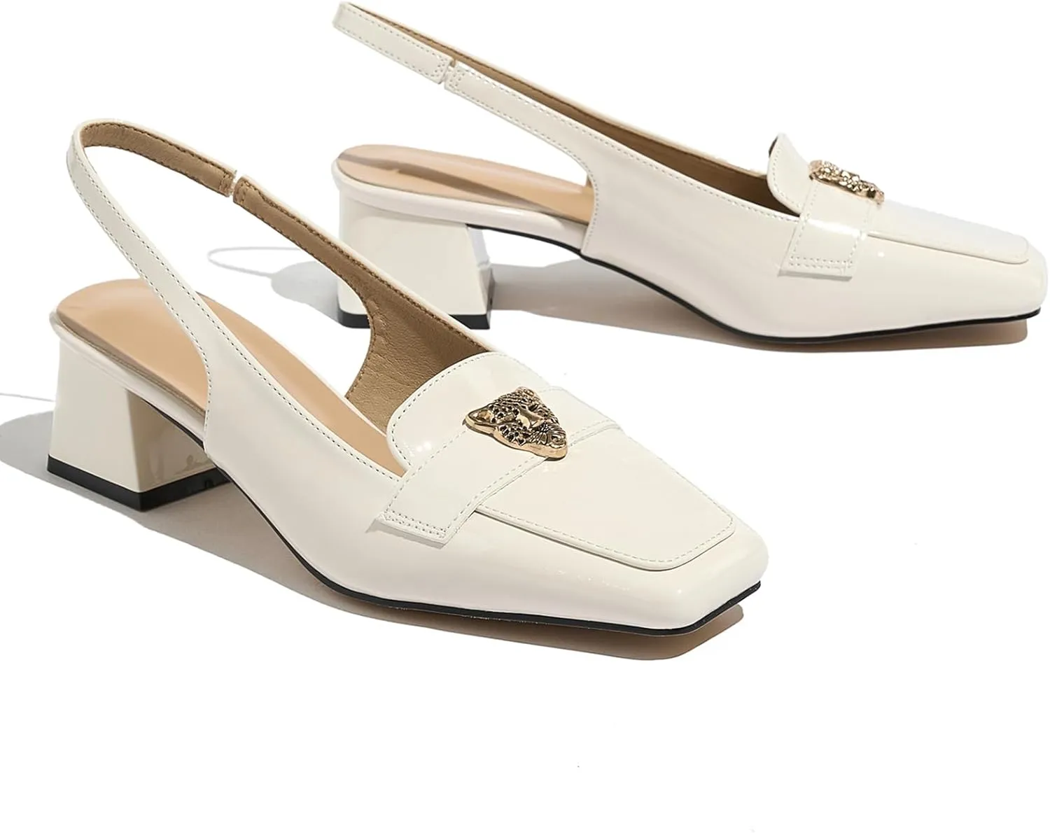 Closed Toe Heels Ankle Strap Dress Loafer Shoes for Women
