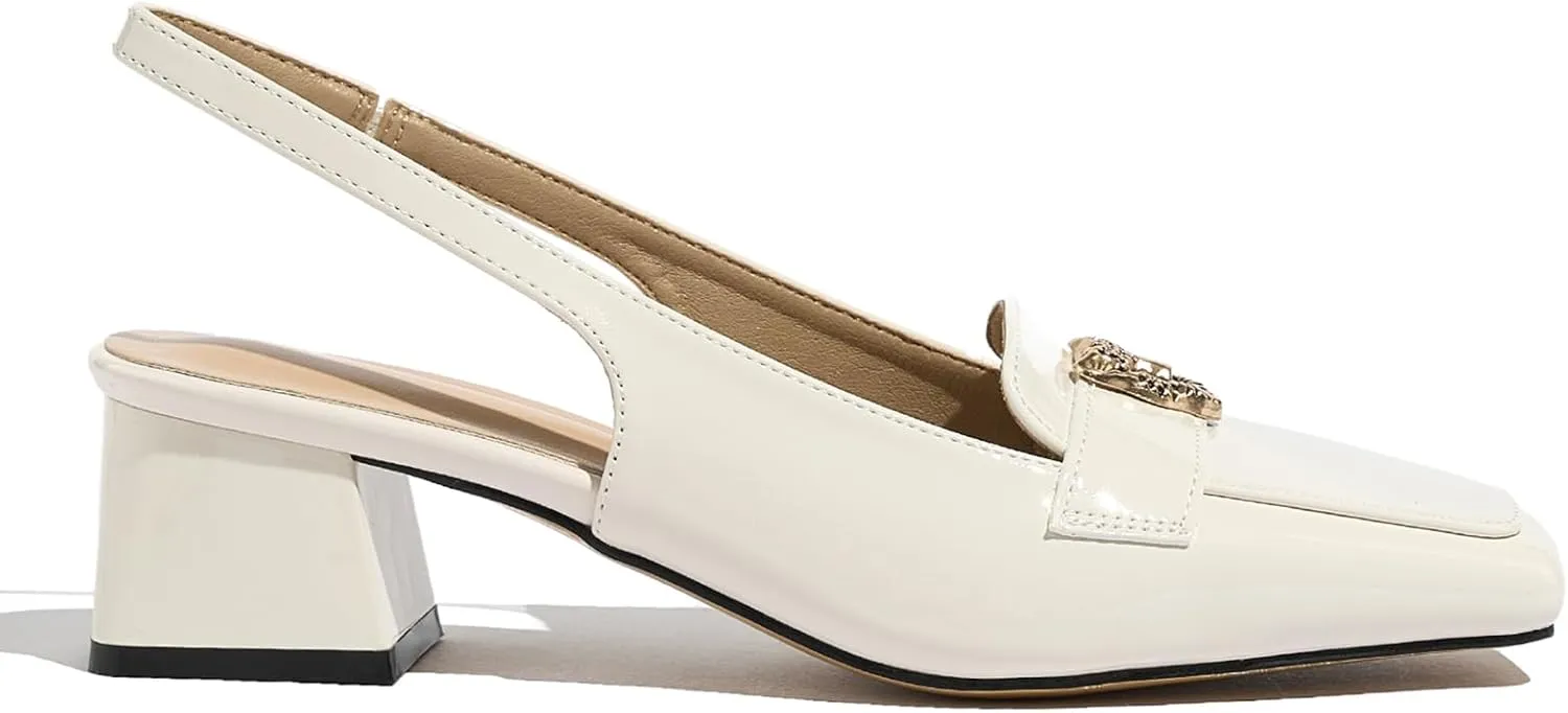 Closed Toe Heels Ankle Strap Dress Loafer Shoes for Women