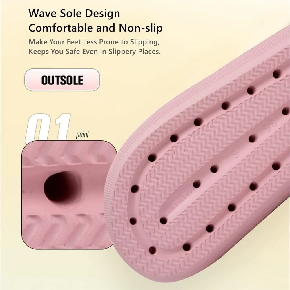Cloud Slides for Women, Adjustable Double Buckle Slippers, Soft Summer Bathroom Quick Dry Cloud Pillow Slippers