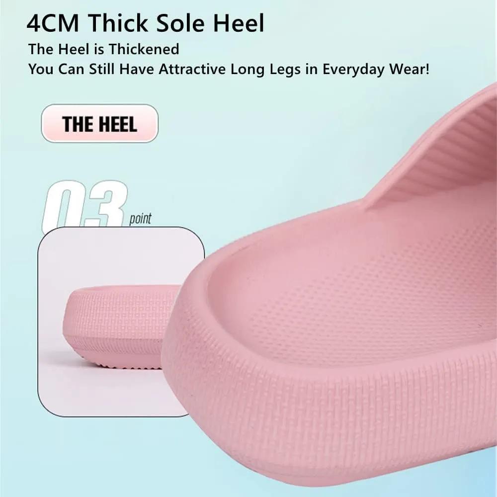 Cloud Slides for Women, Adjustable Double Buckle Slippers, Soft Summer Bathroom Quick Dry Cloud Pillow Slippers