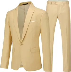 Cloudstyle Men's 2-Piece Suits Slim Fit 1 Button Dress Suit Jacket Blazer & Pants Set