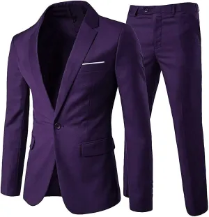 Cloudstyle Men's 2-Piece Suits Slim Fit 1 Button Dress Suit Jacket Blazer & Pants Set