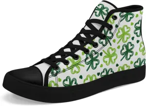 Clover Pattern High-Top Canvas Shoes for Men Women Light Weight Breathable Stylish Comfortale Festival Gift Sneaker