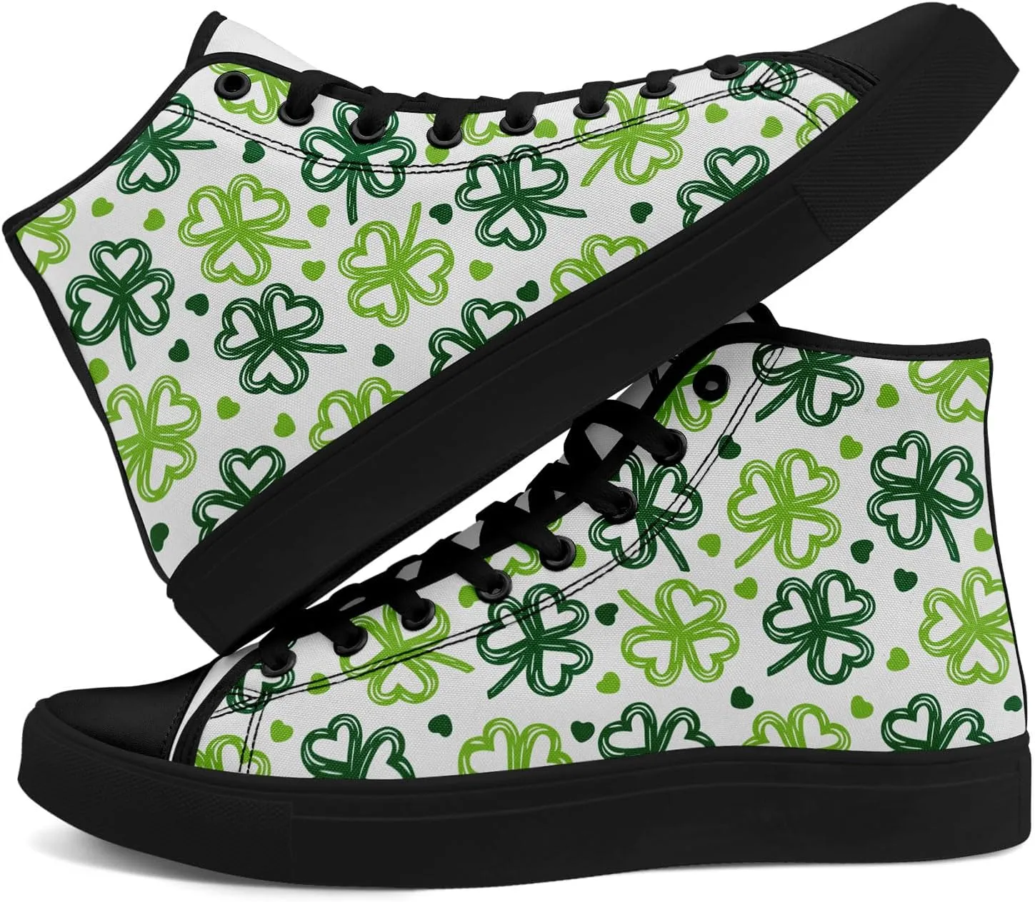 Clover Pattern High-Top Canvas Shoes for Men Women Light Weight Breathable Stylish Comfortale Festival Gift Sneaker
