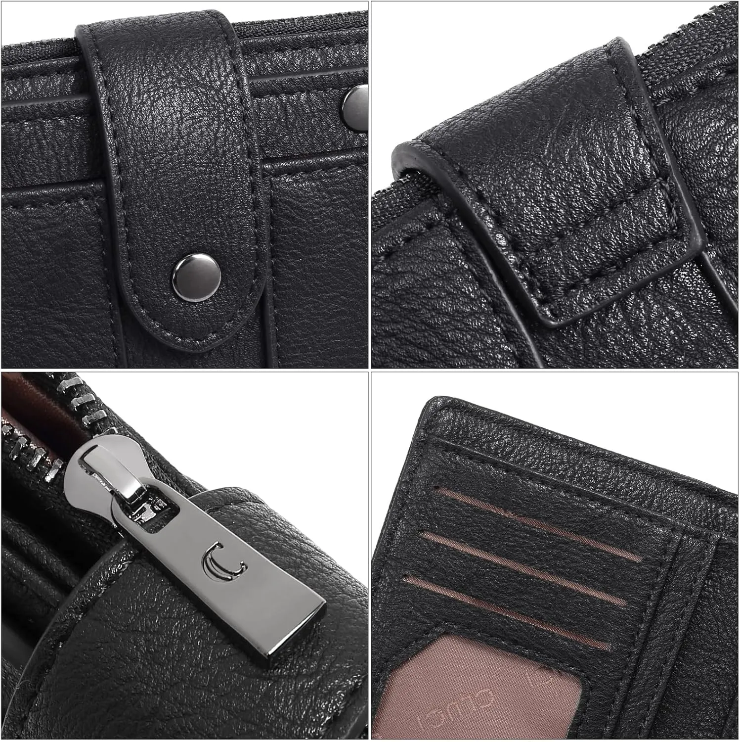 CLUCI Small Wallet for Women Leather Slim Womens Wallet Bifold Multi Card Holder Organizer Designer with Removable ID Window