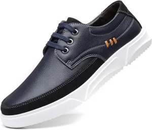CMM Men Lace-up Flat Sneakers, Casual Shoes Fashion Leather Oxfords, Breathable Walking Shoes Work Outdoor