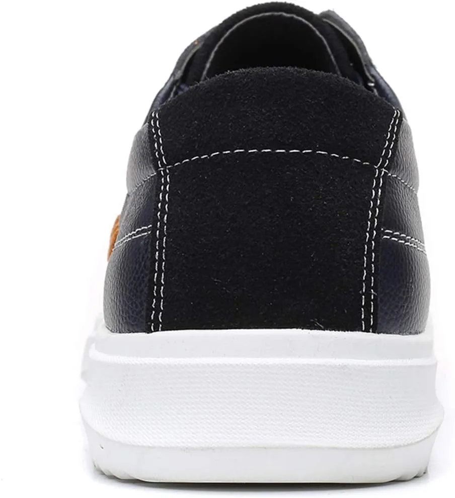 CMM Men Lace-up Flat Sneakers, Casual Shoes Fashion Leather Oxfords, Breathable Walking Shoes Work Outdoor