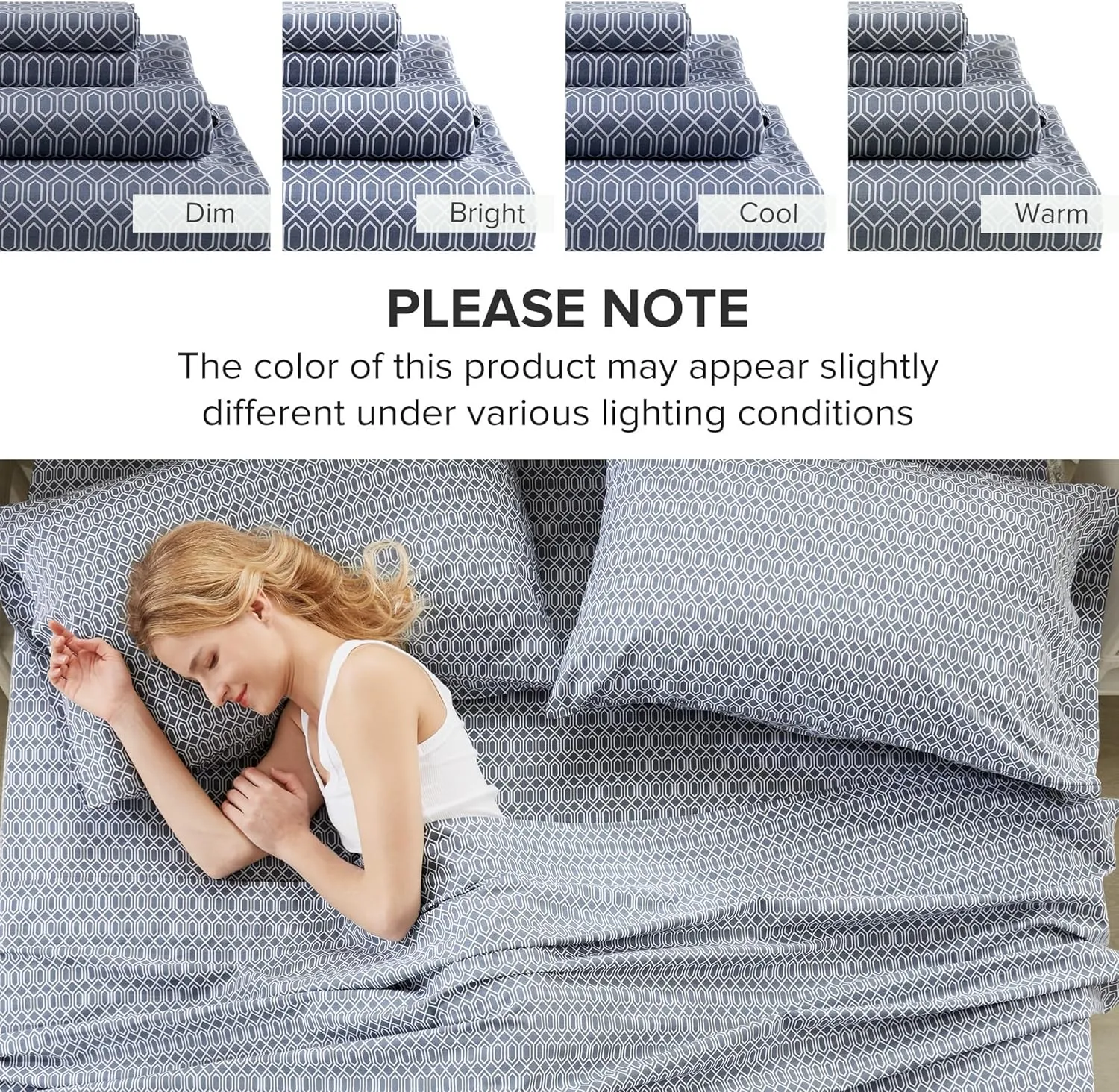 Comfort Spaces 100% Cotton Sheet Set Breathable, Lightweight, Soft with 14" Elastic Pocket Fits up to 16" Mattress, All Season Cozy Bedding, Matching Pillow Case, King Diamond Blue 4 Piece