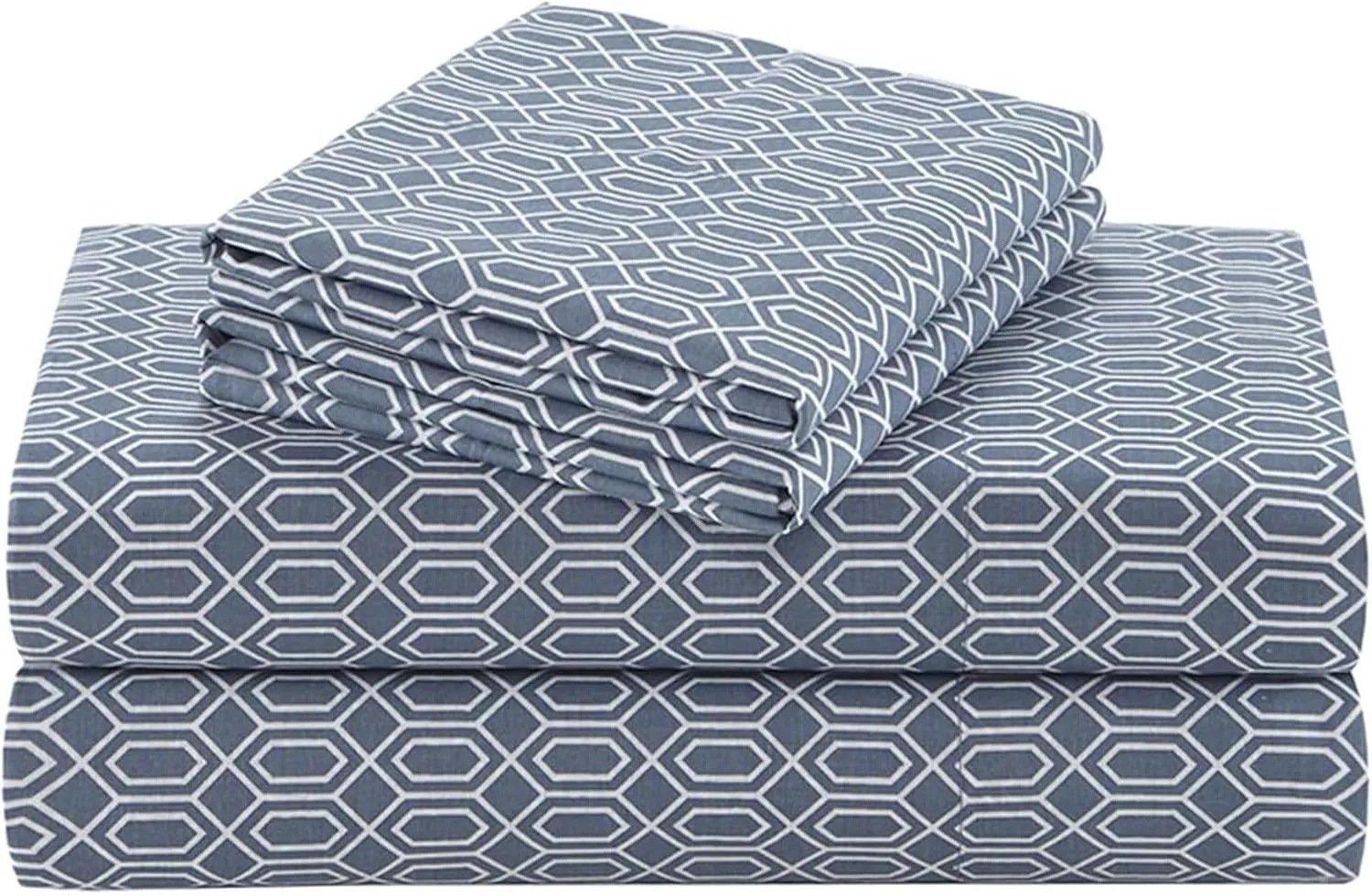 Comfort Spaces 100% Cotton Sheet Set Breathable, Lightweight, Soft with 14" Elastic Pocket Fits up to 16" Mattress, All Season Cozy Bedding, Matching Pillow Case, King Diamond Blue 4 Piece