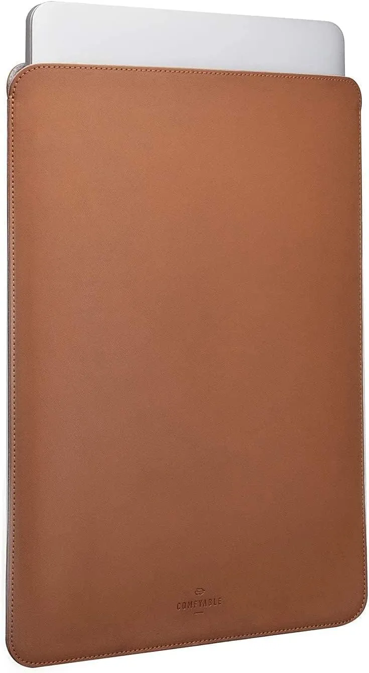 Comfyable Laptop Sleeve 13 Inch Precisely Compatible with MacBook Air M4 2025-2018 & MacBook Pro M2 2022 M1 2020-2016, Faux Leather Cover Case, Brown