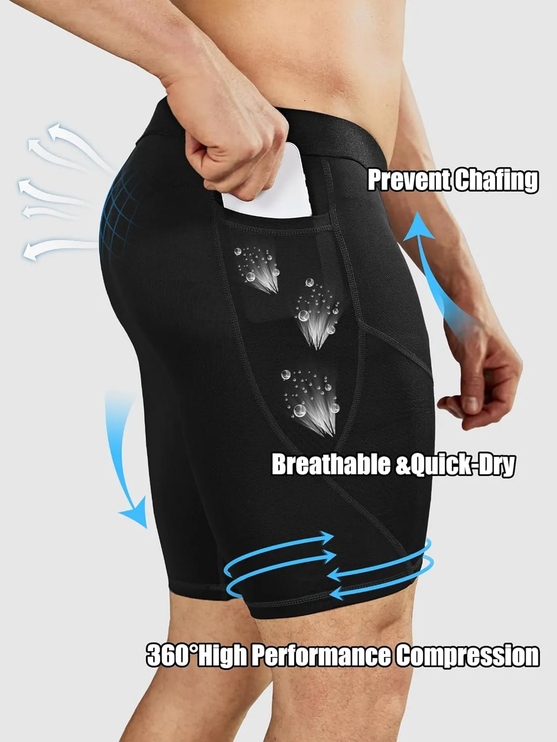 Compression Shorts for Men with Pocket Spandex Running Shorts Sport Athletic Workout Performance Underwear