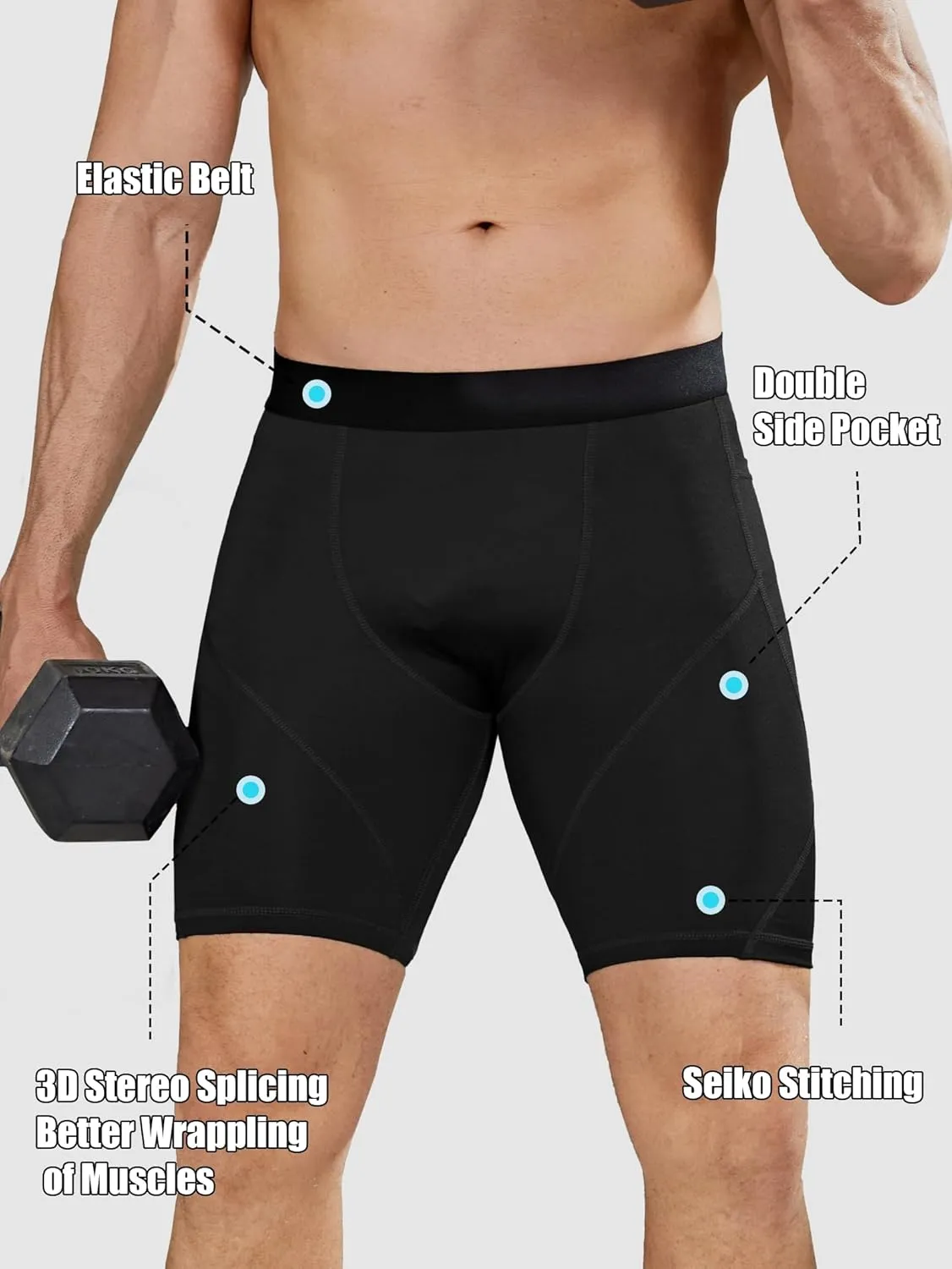 Compression Shorts for Men with Pocket Spandex Running Shorts Sport Athletic Workout Performance Underwear