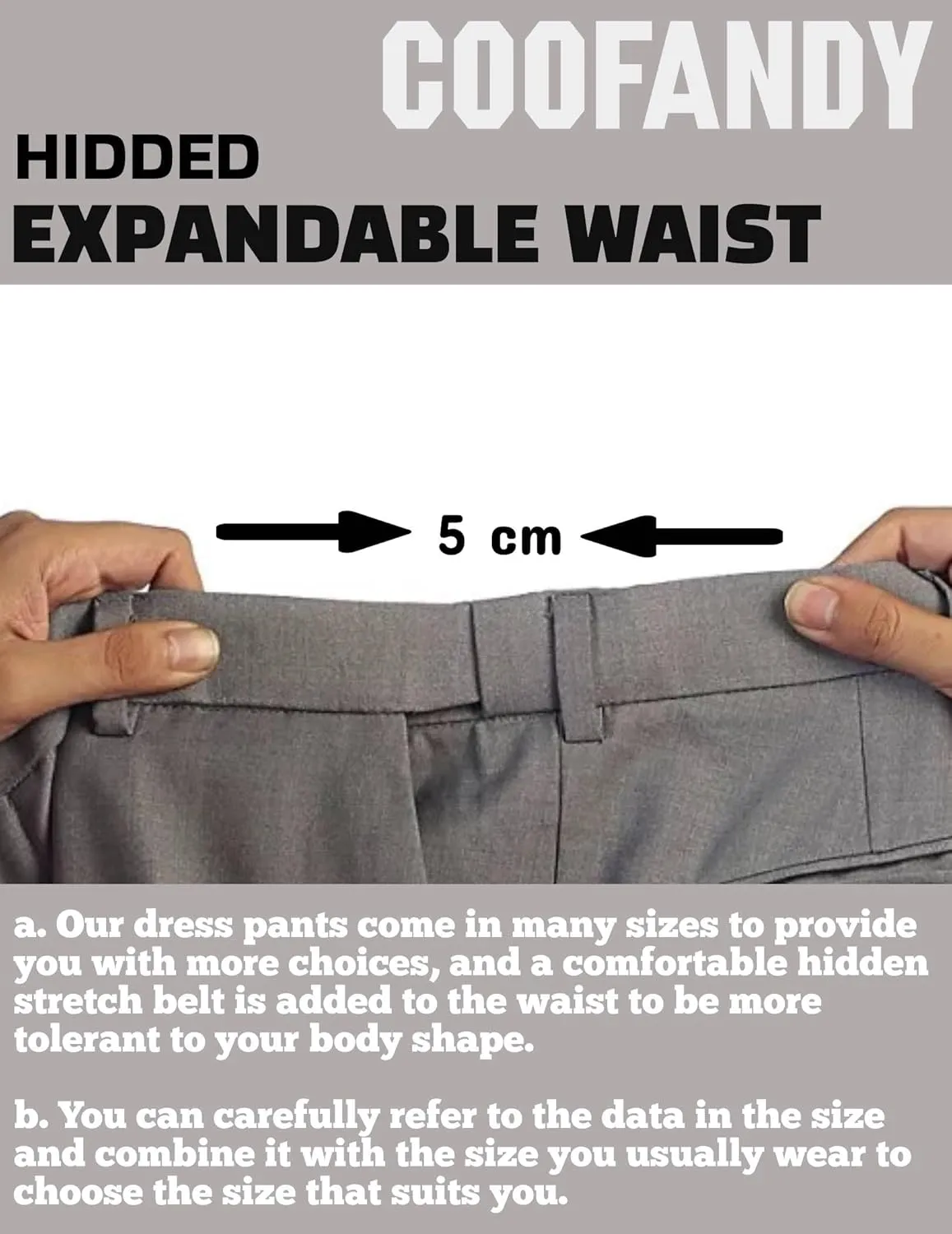 COOFANDY Men Classic Fit Dress Pant Casual Flat Front Pant Expandable Waist Suit Pant