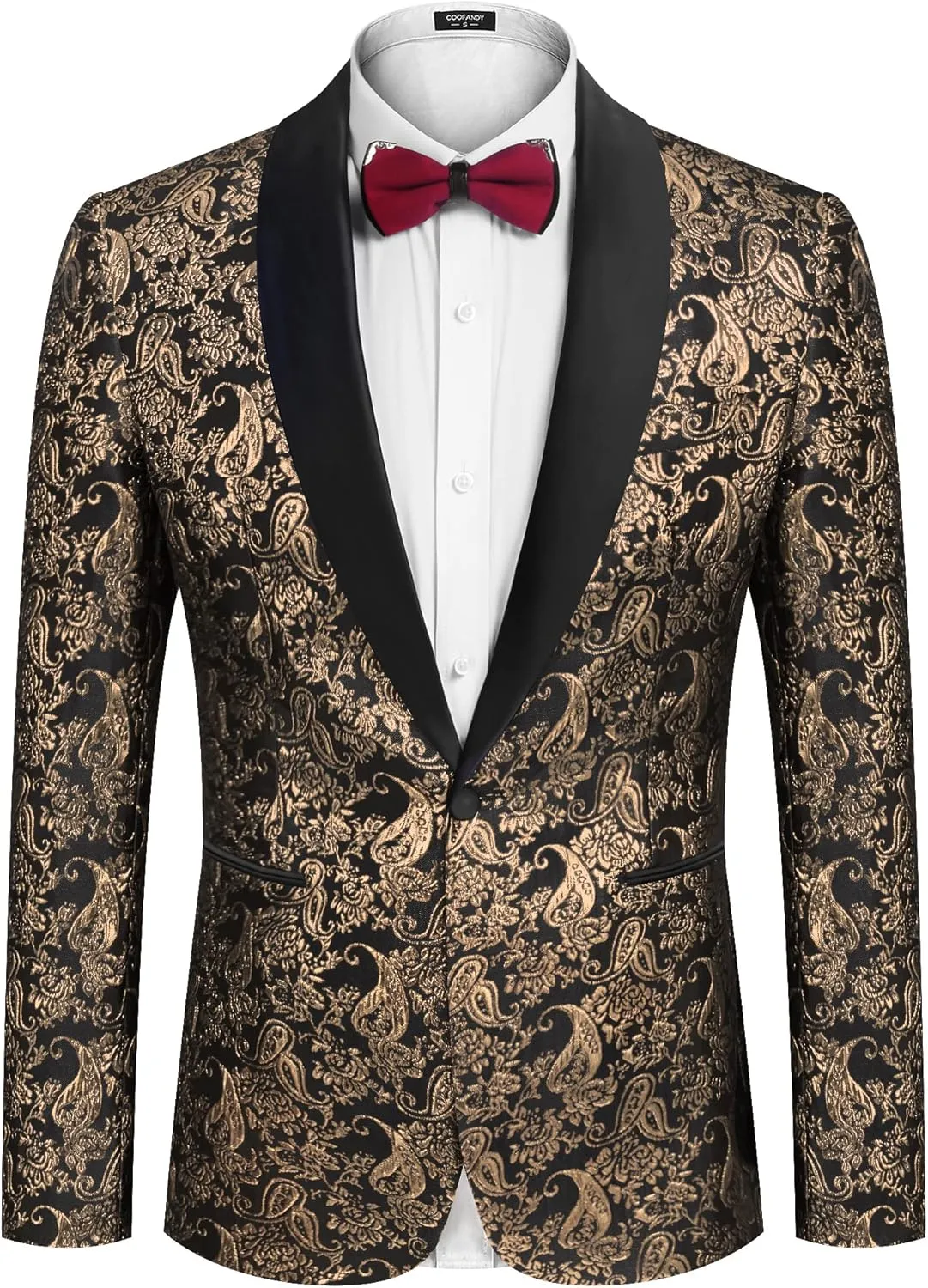 COOFANDY Men's Floral Tuxedo Jacket Jacquard Suit Jacket Slim Fit Blazer for Wedding, Prom, Dinner