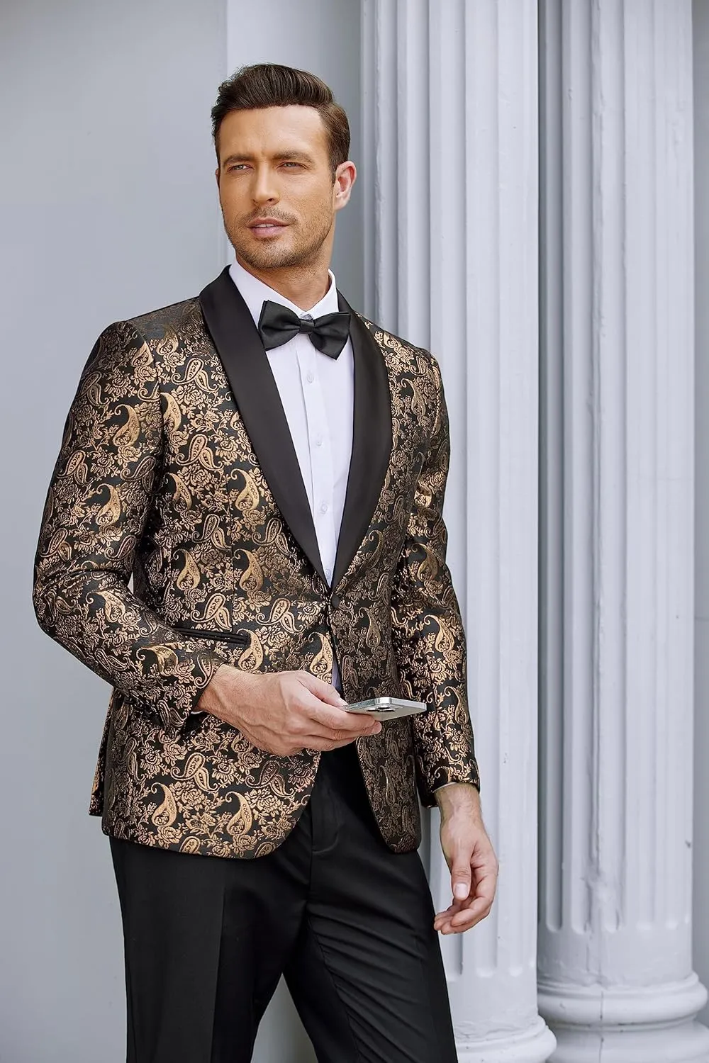 COOFANDY Men's Floral Tuxedo Jacket Jacquard Suit Jacket Slim Fit Blazer for Wedding, Prom, Dinner
