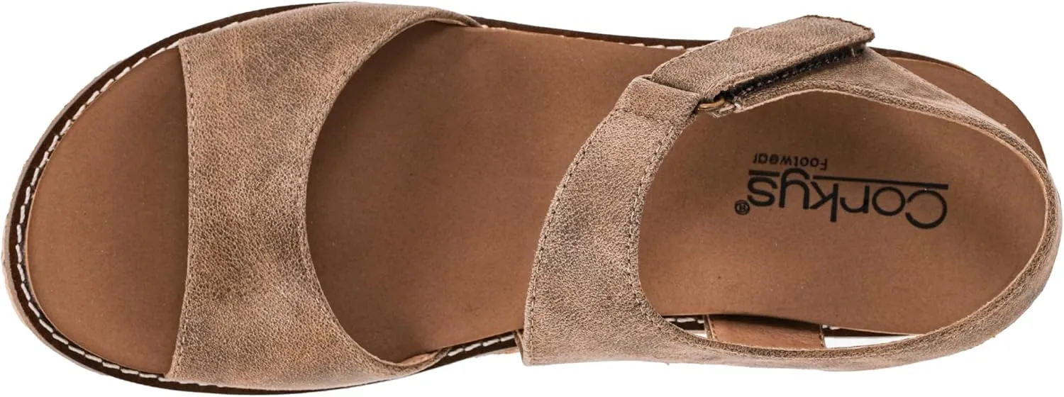 Corkys Footwear Women's Five Oclock Somewhere 2.5-Inch Wedge - Timeless Toe Strap, Hook And Loop Strap Ankle Closure, And Cushioned EVA Insoles For All-Day Comfort
