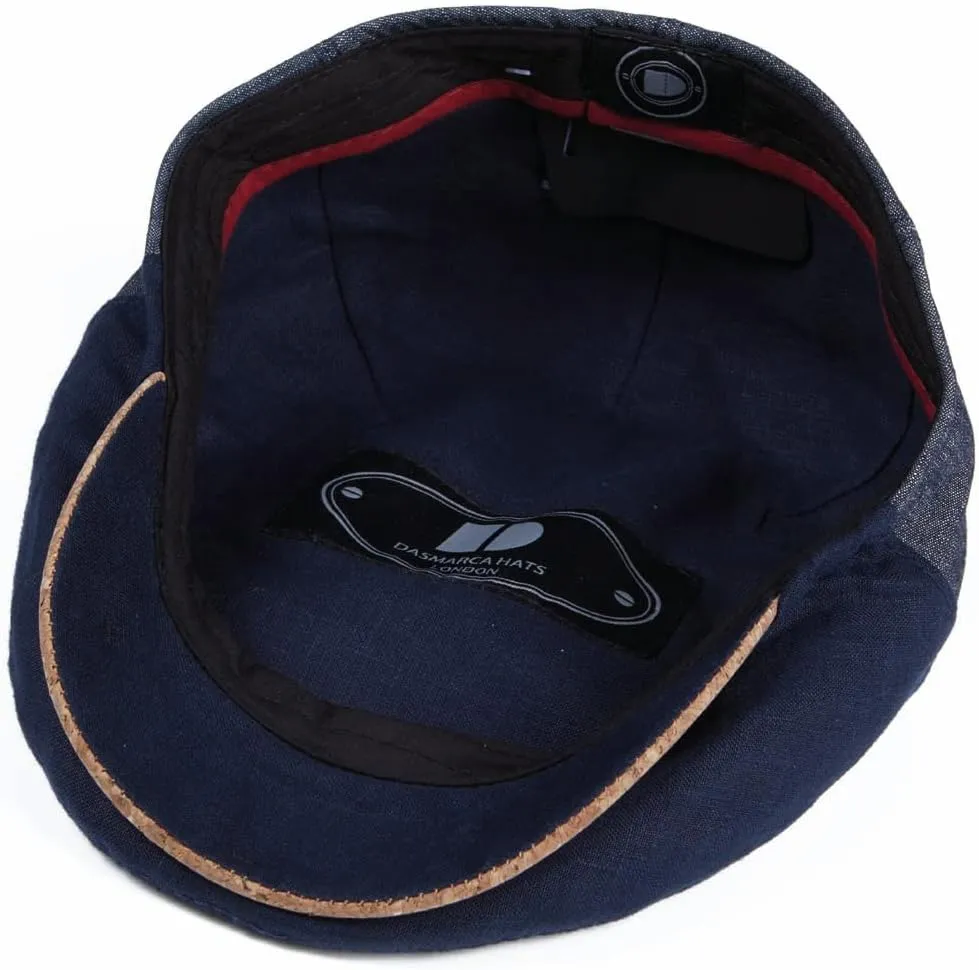 Cotton Linen Made in Ukraine Summer Driving Cap Flat Cap with Cork Peak