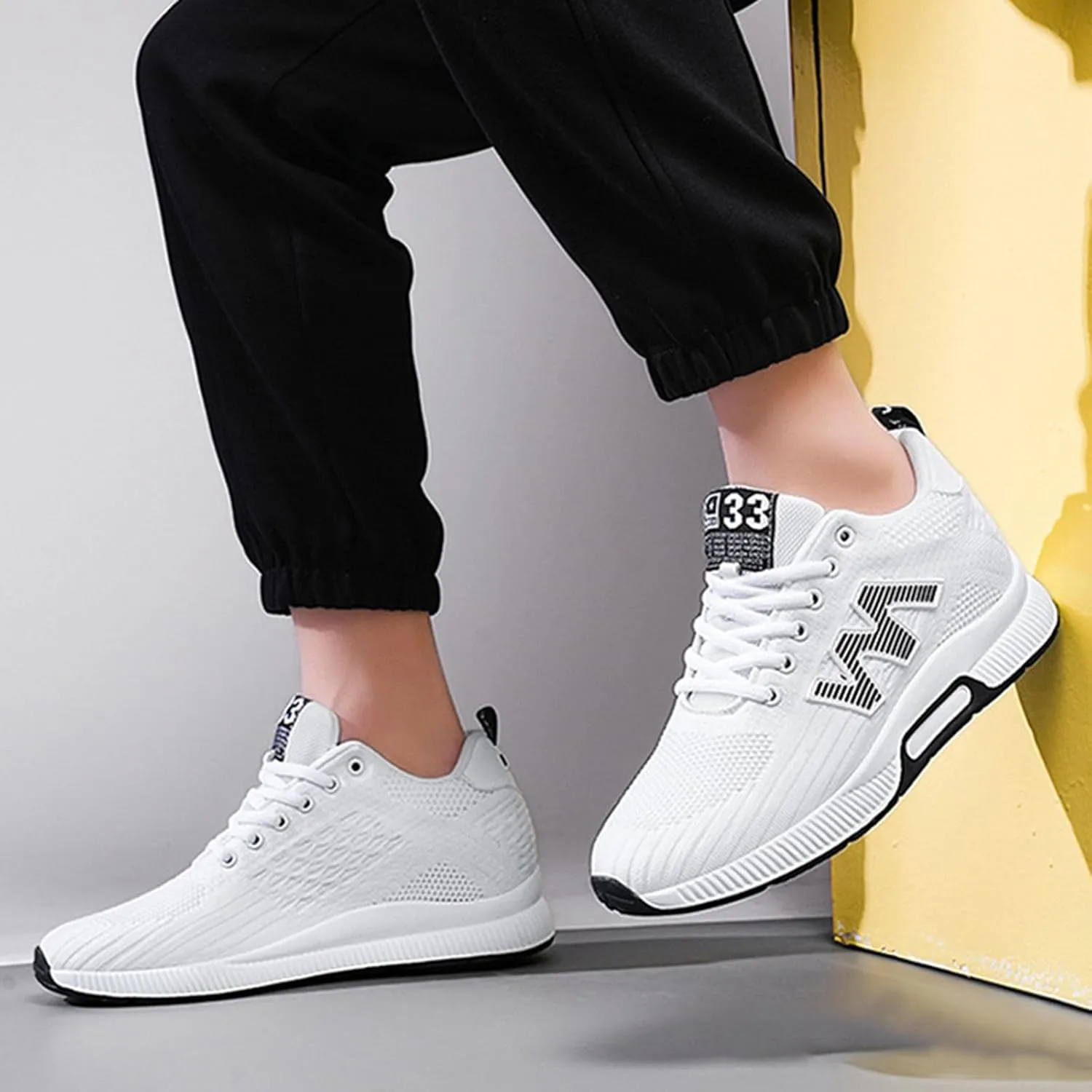 Couple Men's Elevator Shoes Men's Casual Mesh Trainers Lightweight Breathable Lace Up Sports Mens Fashion Sneaker Boots