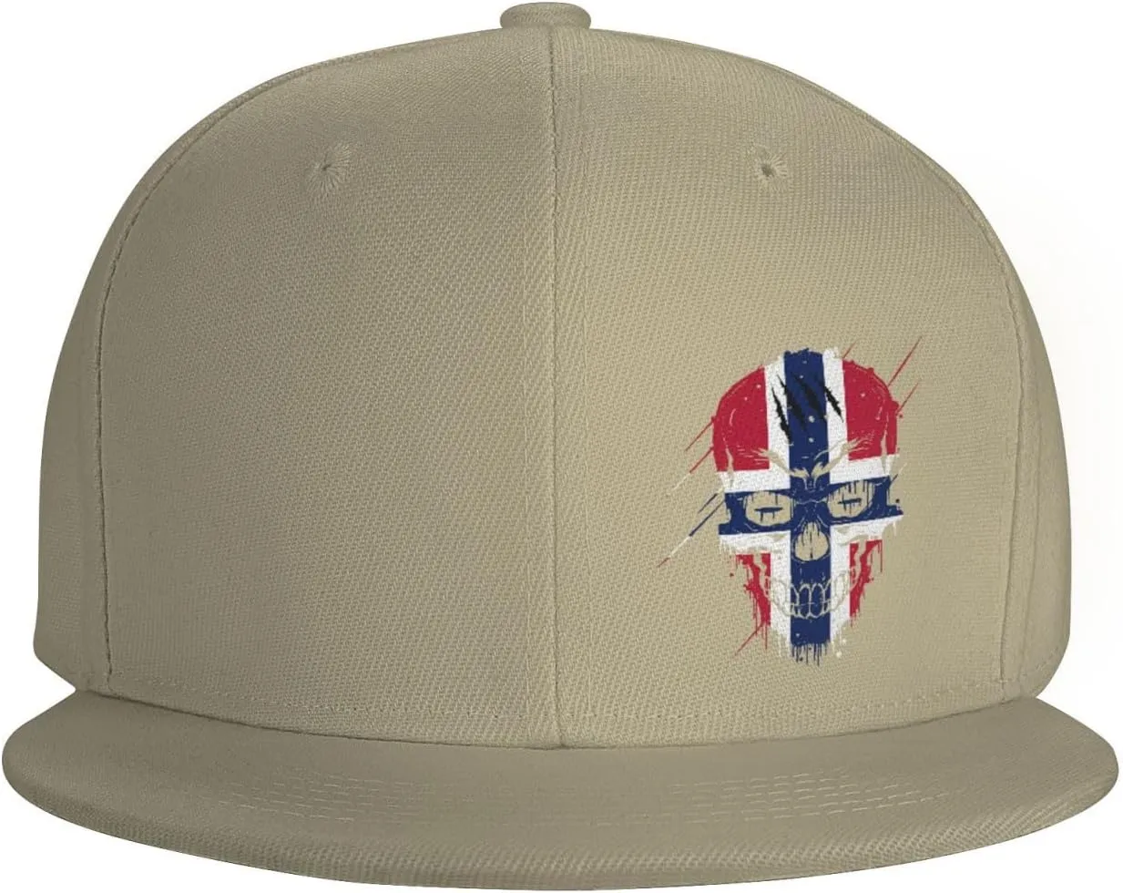 Creative Norway Patriot Skull National Flag Snapback Hats for Men Women Baseball Cap Flat Bill Brim Hat