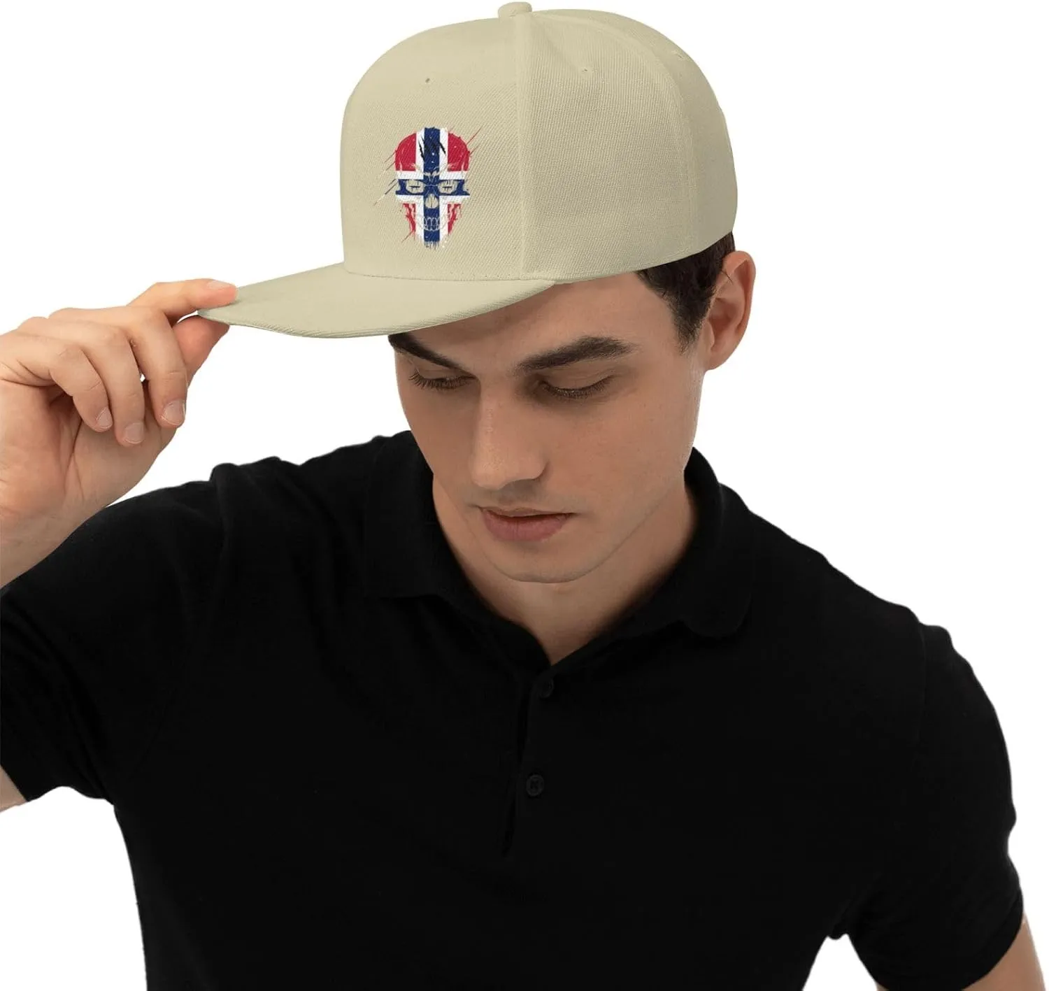 Creative Norway Patriot Skull National Flag Snapback Hats for Men Women Baseball Cap Flat Bill Brim Hat