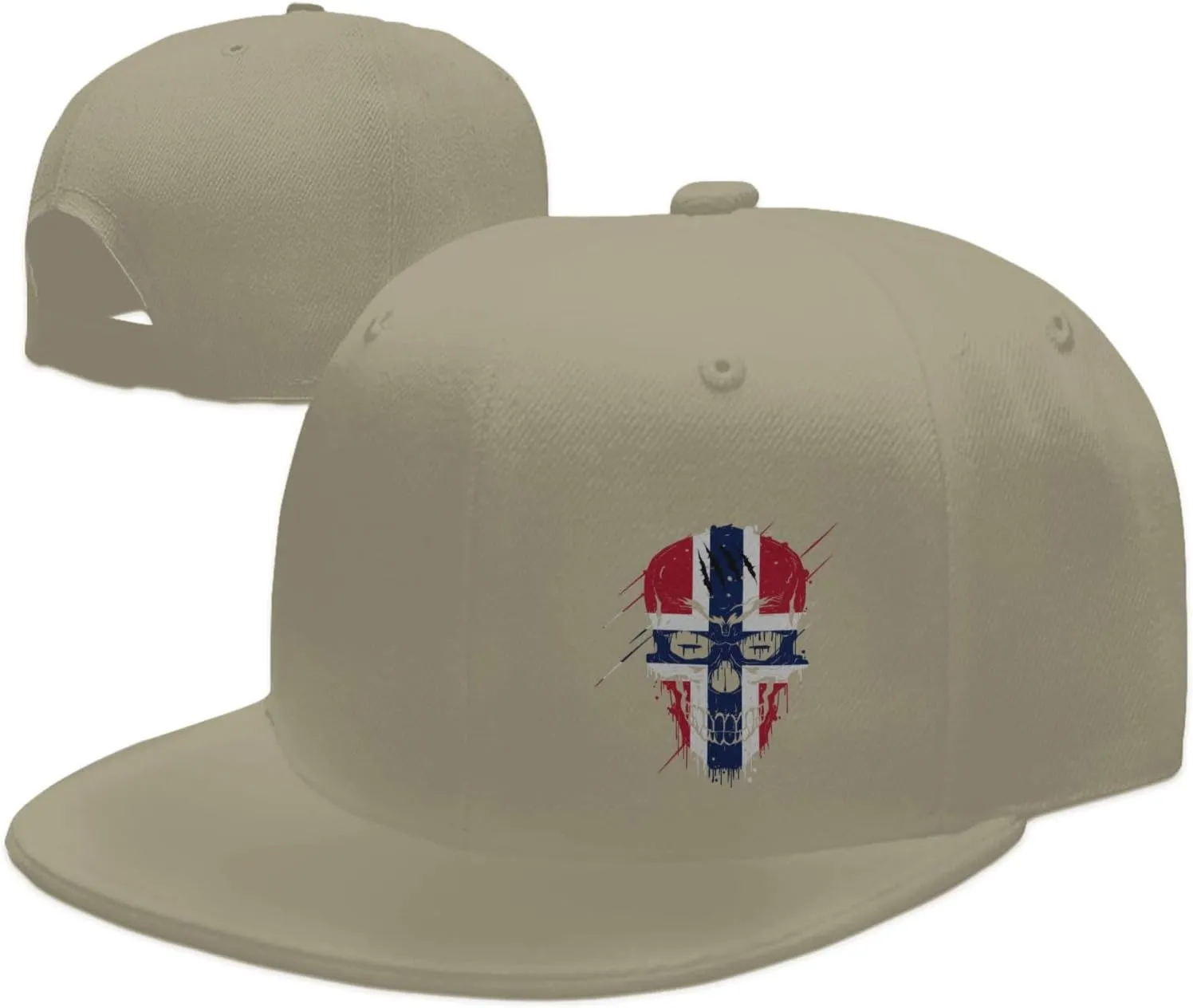 Creative Norway Patriot Skull National Flag Snapback Hats for Men Women Baseball Cap Flat Bill Brim Hat