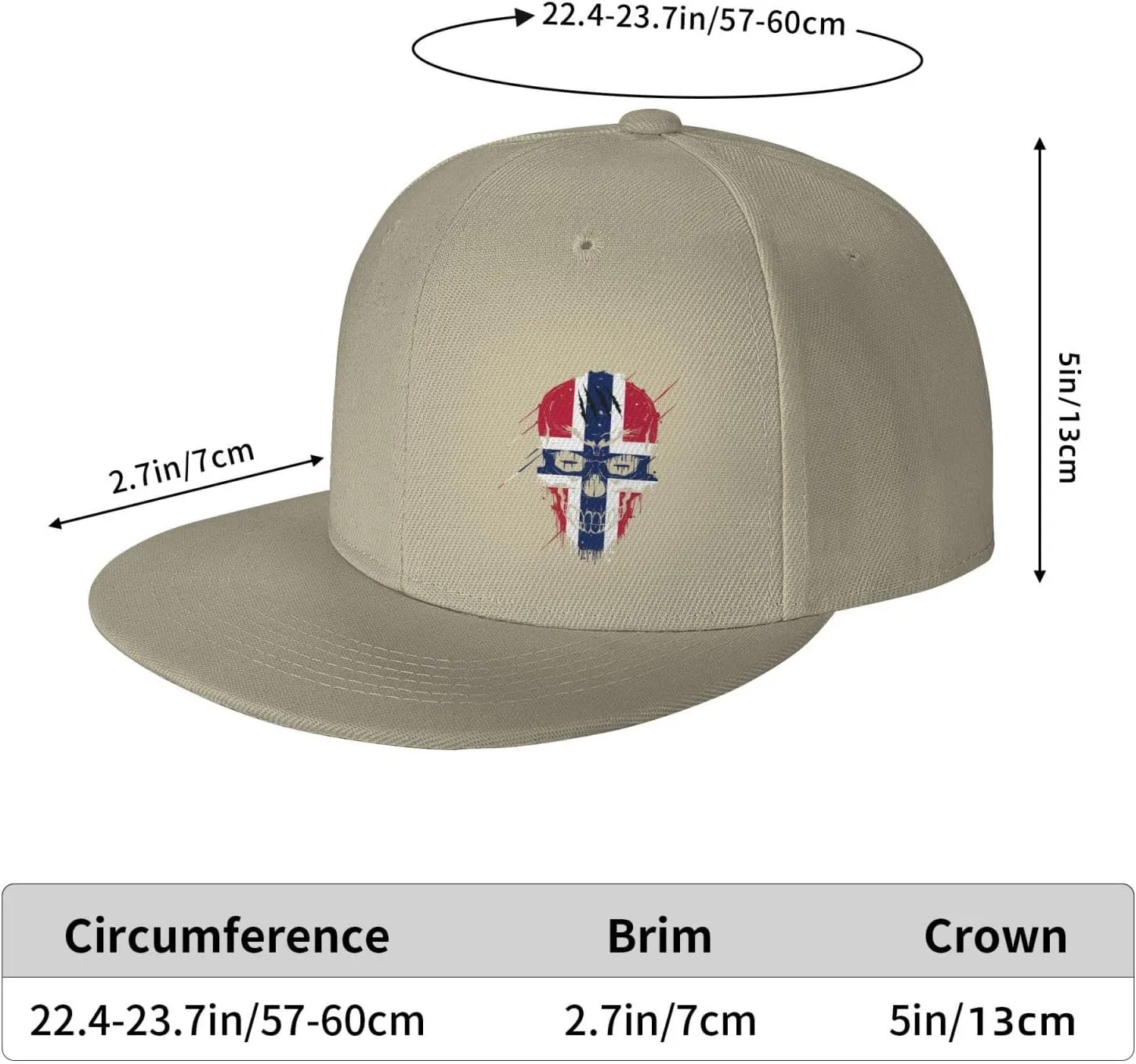 Creative Norway Patriot Skull National Flag Snapback Hats for Men Women Baseball Cap Flat Bill Brim Hat
