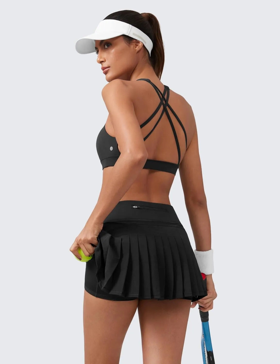 CRZ YOGA Women's Quick Dry Pleated Tennis Skirts Mid Waisted Cute Athletic Workout Running Sports Golf Skorts Volleyball