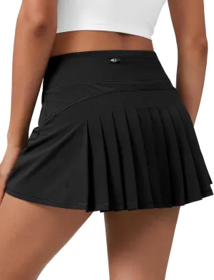 CRZ YOGA Women's Quick Dry Pleated Tennis Skirts Mid Waisted Cute Athletic Workout Running Sports Golf Skorts Volleyball