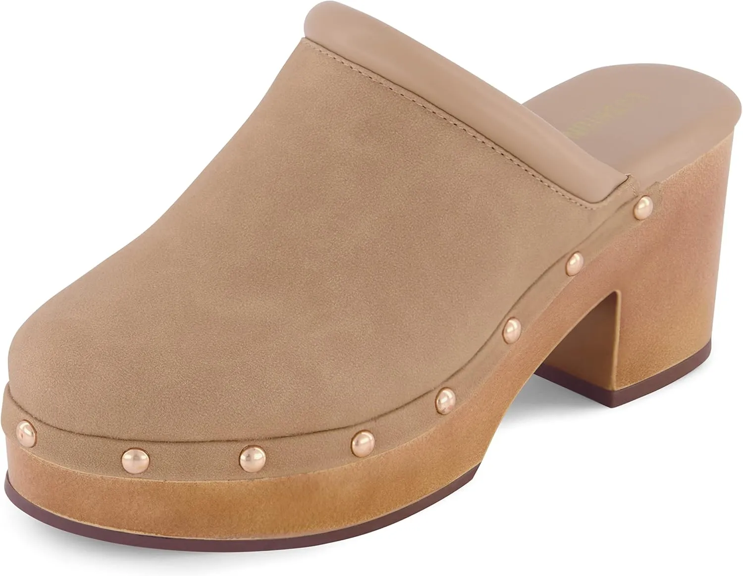 CUSHIONAIRE Women's Guest Faux Wood Clog with Memory Foam Padding, Wide Widths Available