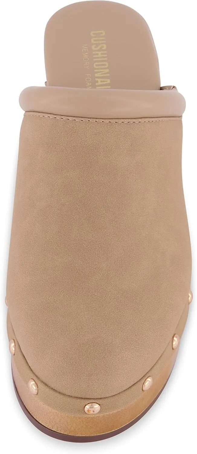 CUSHIONAIRE Women's Guest Faux Wood Clog with Memory Foam Padding, Wide Widths Available