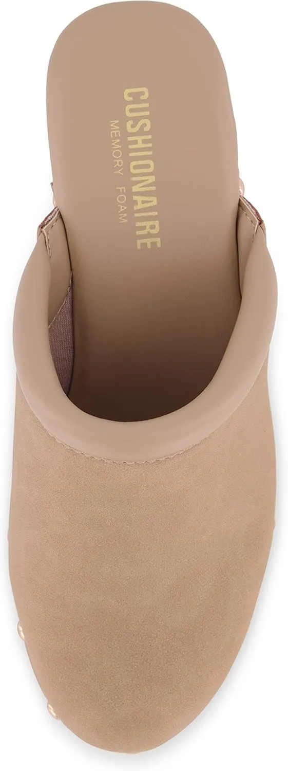 CUSHIONAIRE Women's Guest Faux Wood Clog with Memory Foam Padding, Wide Widths Available