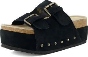 CUSHIONAIRE Women's Guru Genuine Leather footbed platform sandal with  Comfort, Wide Widths Available