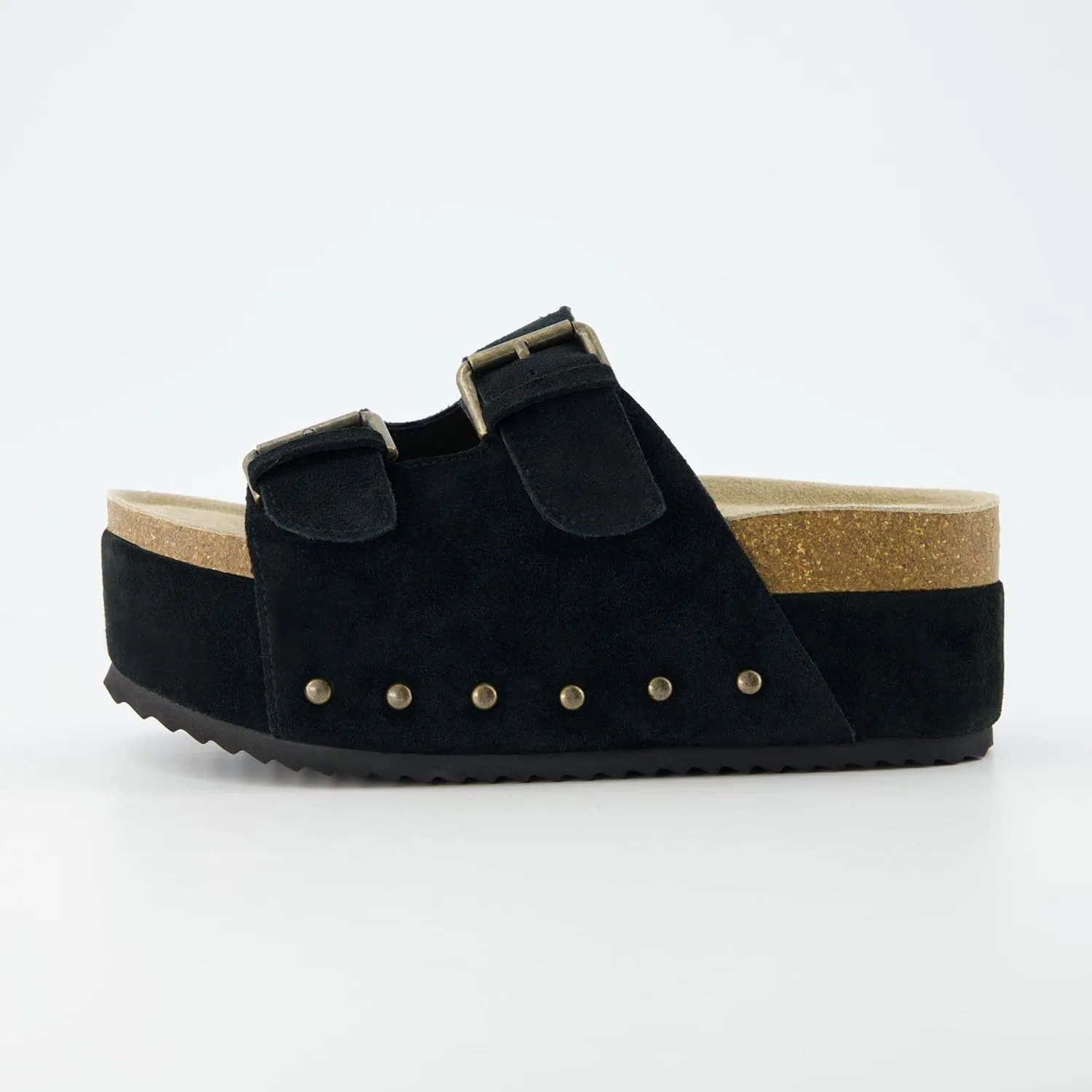 CUSHIONAIRE Women's Guru Genuine Leather footbed platform sandal with  Comfort, Wide Widths Available